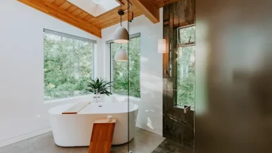 Wood Ceiling in a Bathroom